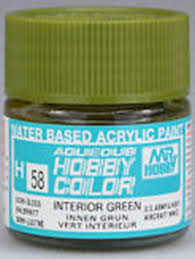 H58 Semi Gloss Interior Green Aqueous 10ml Bottle Paint 