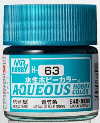 H63 Metallic / Gloss Blue Green Aqueous 10ml Bottle Paint 