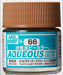 H66 Semi Gloss RLM Sandy Brown Aqueous 10ml Bottle Paint 