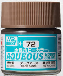 H72 Semi Gloss Dark Earth Aqueous 10ml Bottle Paint 