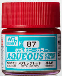 H87 Metallic Gloss Red Aqueous 10ml Bottle Paint 