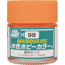 H98 Fluorescent Orange Aqueous 10ml Bottle Paint 