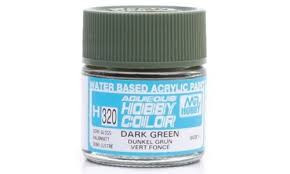 H320 Semi Gloss Dark Green Aqueous 10ml Bottle Paint 