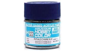 H322 Gloss Cyan Blue Aqueous 10ml Bottle Paint 
