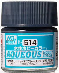 H514 Flat German Grau WWII Aqueous 10ml Bottle Paint 