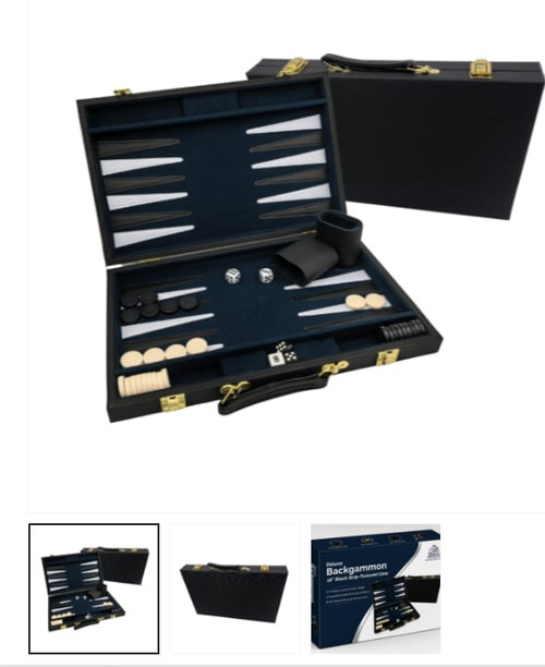Backgammon, Black Strip Textured,18″