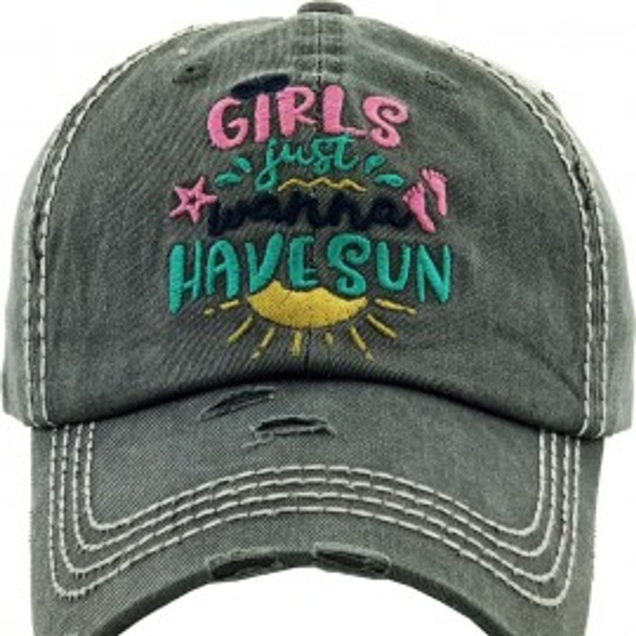 Upcycled Black Denim Trucker Hat Girls Just Wanna Have Fun Girl Just Wanna Have Sun Foam Trucker Hat | eBay main image 4