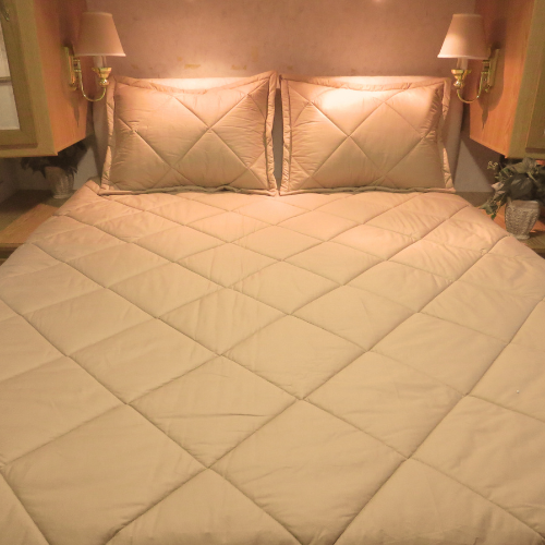 Open Roads solid color quilted bedspread for Airstream
