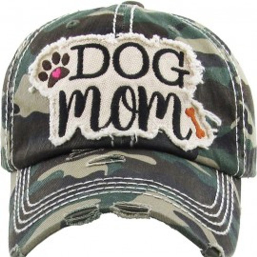 Dog Mom Distressed Women's Cap - Camo Dog Mom Distressed Women's Cap - Camo