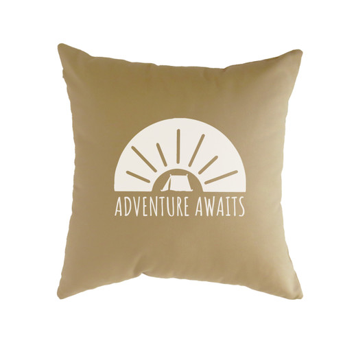 Adventure Awaits Pillow Cover - latte Adventure Awaits Pillow Cover - latte