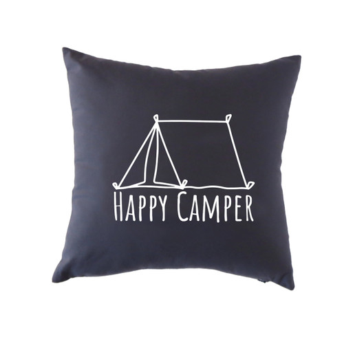 Happy Camper Pillow Cover - charcoal Happy Camper Pillow Cover - charcoal