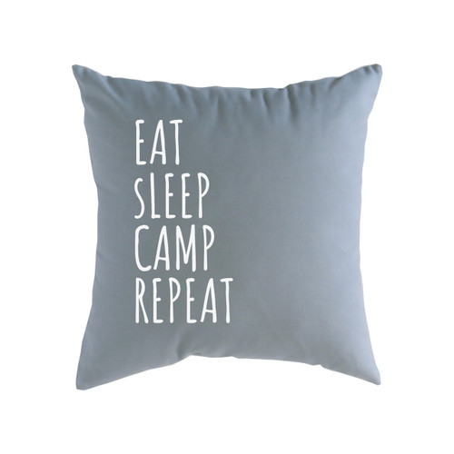 Eat Sleep Camp Repeat Pillow - light gray