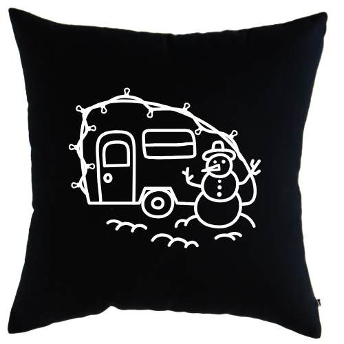 Snowman Camper Pillow - jet black Snowman Camper Pillow - jet black