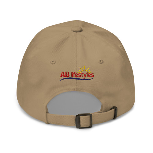 Apparently I Camp Now Dad Hat, khaki, back view with logo Apparently I Camp Now Dad Hat, khaki, back view with logo