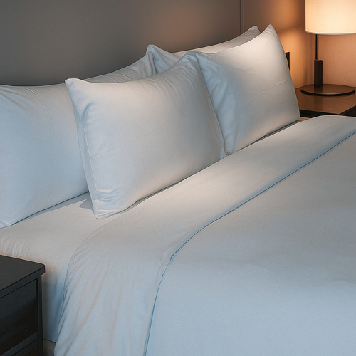 New Adventures thunder gray percale sheets on RV bed