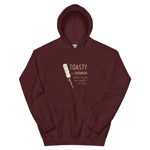 Toasty the snowman hoodie, maroon
