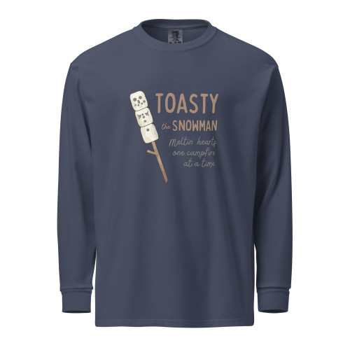 Toasty the Snowman Long Sleeve Tee, blue jean