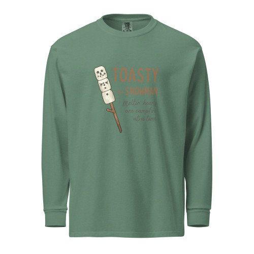 Toasty the Snowman Long Sleeve Tee, light green