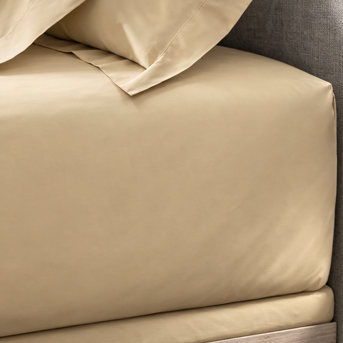 200tc New Adventures prairie gold percale fitted sheet on RV bed