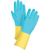 Gants chimiques résistants, Grand/9, 12" lo, Néoprène/Latex caoutchouc, Doublure Ouatée, 20 mils