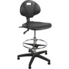 Tabouret ergonomique robuste, ajustable de 39” à 48”, siège en polyuréthane noir.