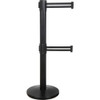Barrière contrôle foules courroie double, Acier, 35" h, Ruban Noir/Blanc, Longueur ruban 7'