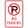 No Parking Sign, 18" x 24", Aluminum, English with Pictogram