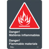 Flammable Materials/Matières Inflammables 14x10 Vinyle Bilingue Pictogramme