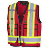 Veste sécurité arpenteur Rouge T-Grand Polyester CSA Z96 classe 1 niveau 2 V1010130-XL