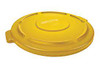 Couvercle rond Brute, Couvercle plat en plastique polyéthylène pour contenant de 22" de diamètre. FG263100YEL