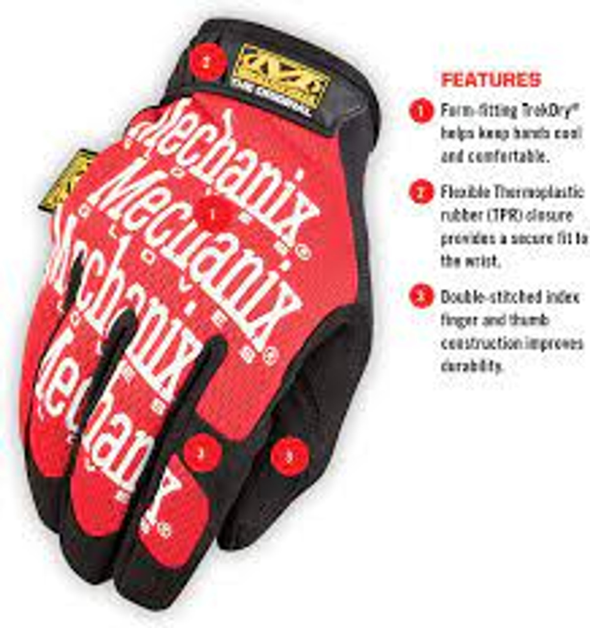 Gants Rouge The OriginalMD, Paume Synthétique, Grand