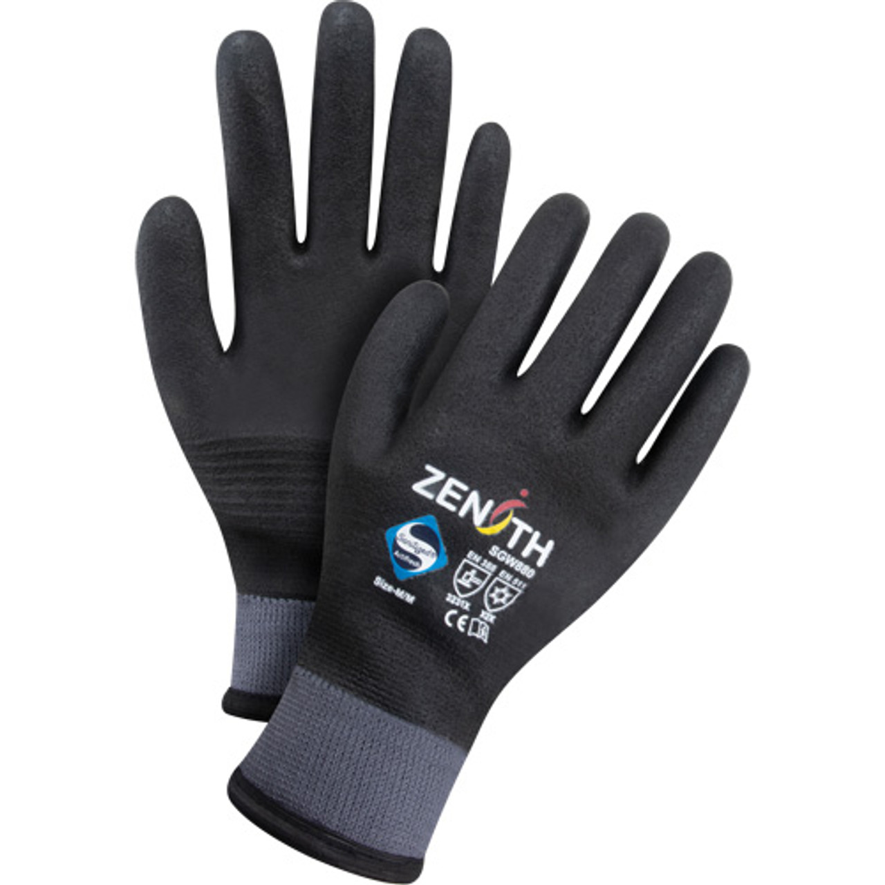 Gants enduits ZX-30° première qualité, Grand, Rêvetement Mousse PVC, Calibre 15, Enveloppe Nylon
