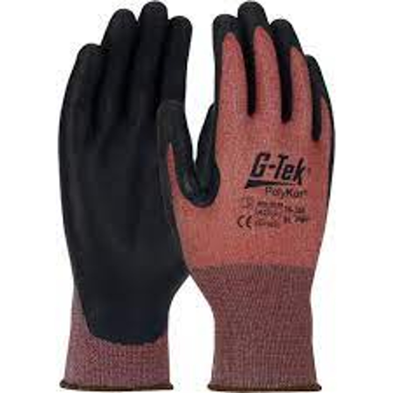 Gants résistants coupures G-Tek PolyKor X7MC Neuroma, Taille Moyen, Calibre 18, Revêtement Polyuréthane, Enveloppe Polyéthylène, ASTM ANSI niveau A3/EN 388 niveau C