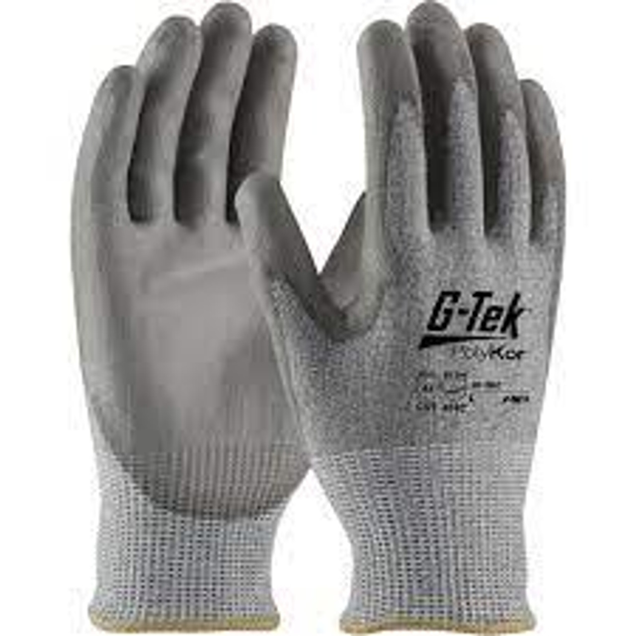 Gants résistants coupures G-Tek PolyKor, Taille Moyen, Calibre 13, Revêtement Polyuréthane, Enveloppe Polyéthylène, ASTM ANSI A4/EN 388 5/EN 388 D