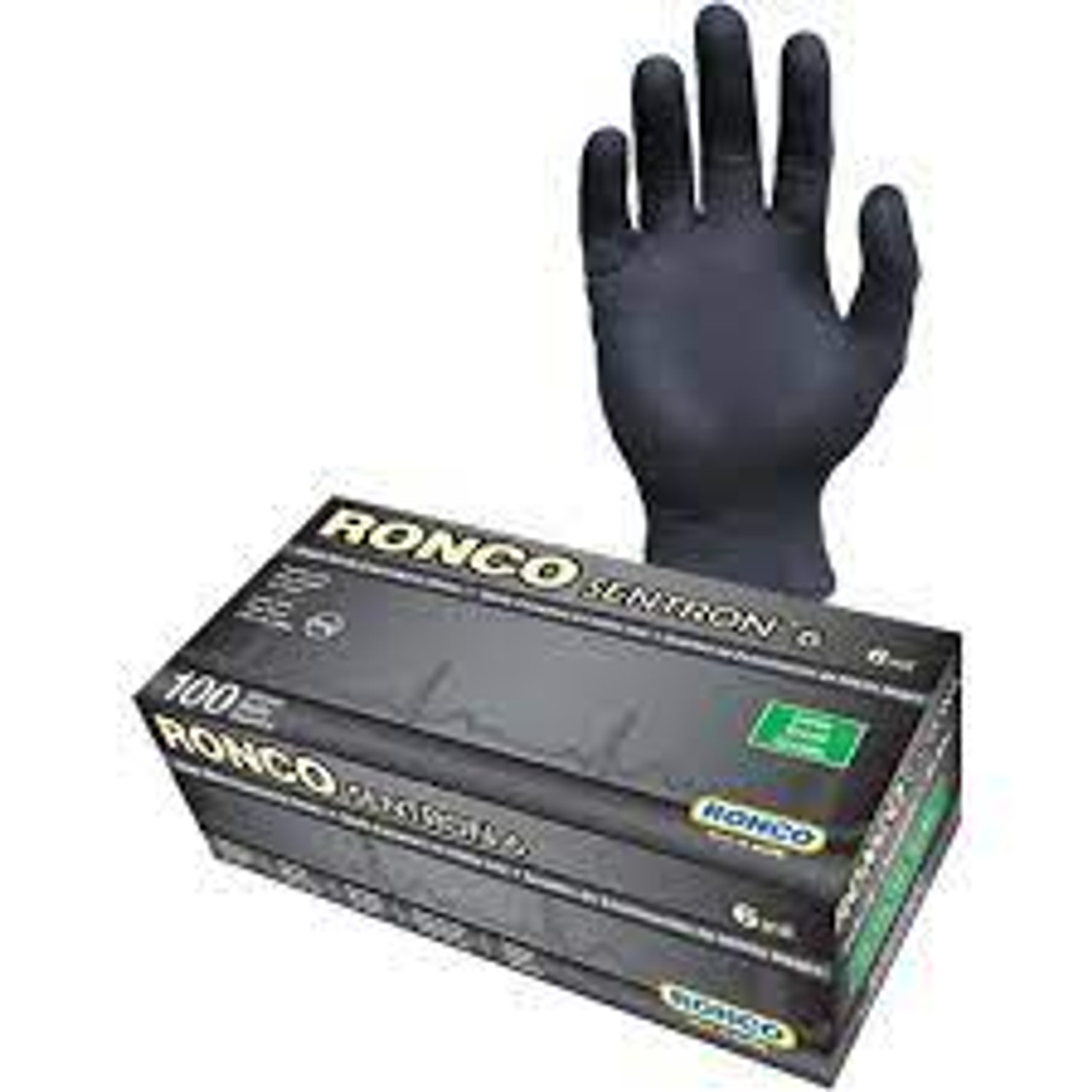 Gants examen jetables SentronMC 6 Moyen Nitrile 6 mils Sans poudre Noir Classe 2 (Paquet de 2)