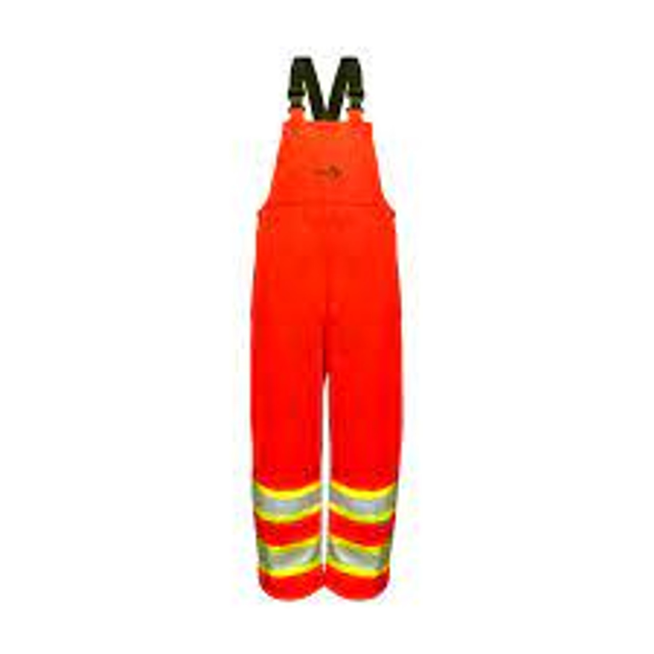 Pantalons bavette sécurité imperméables ignifuges haute visibilité polyuréthane, Grand, Orange visibilité