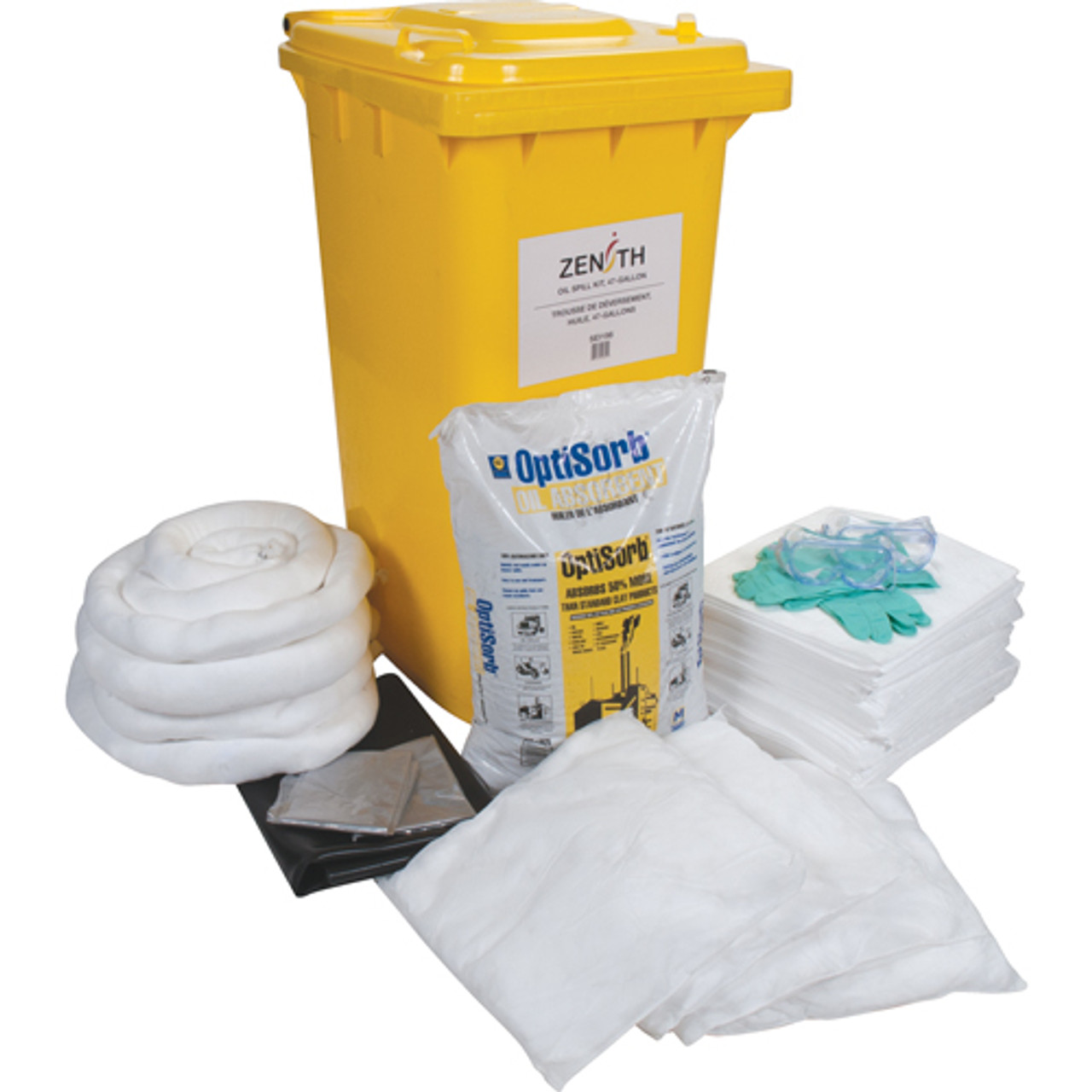 Trousse lutte déversements - Huile - Bac - Absorbance 63 gal. US