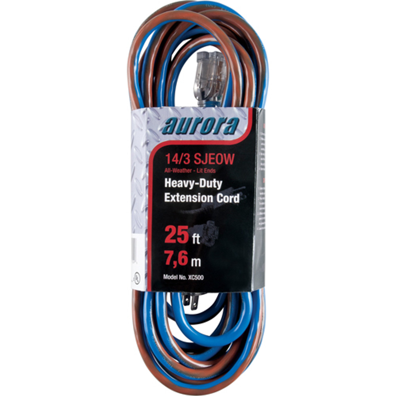 Cordons rallonges caoutchouc TPE tout temps indicateur lumineux SJEOW AWG 14/3 15 A 25'