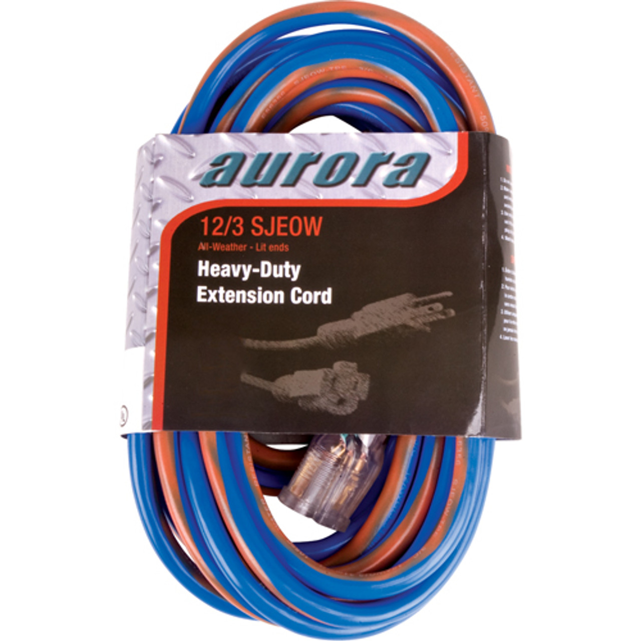 Cordons rallonges caoutchouc TPE tout temps indicateur lumineux SJEOW AWG 12/3 15 A 50'