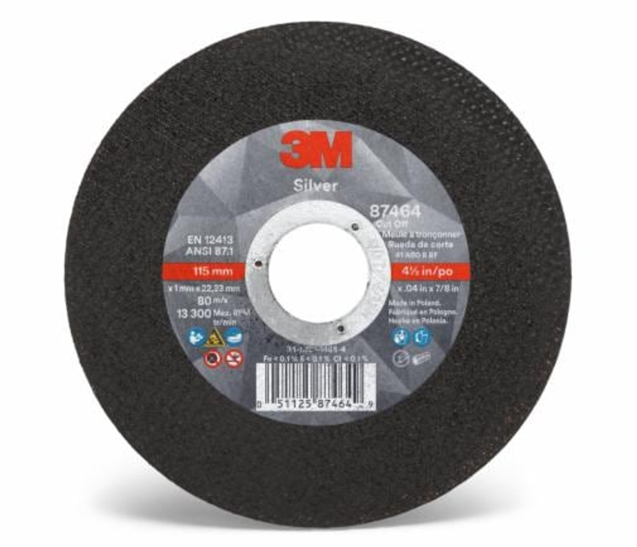 Meule tronçonneuse Silver 4-1/2" x 0,04" Arbre 7/8" Type 1 Céramique 13 300 Tr/min