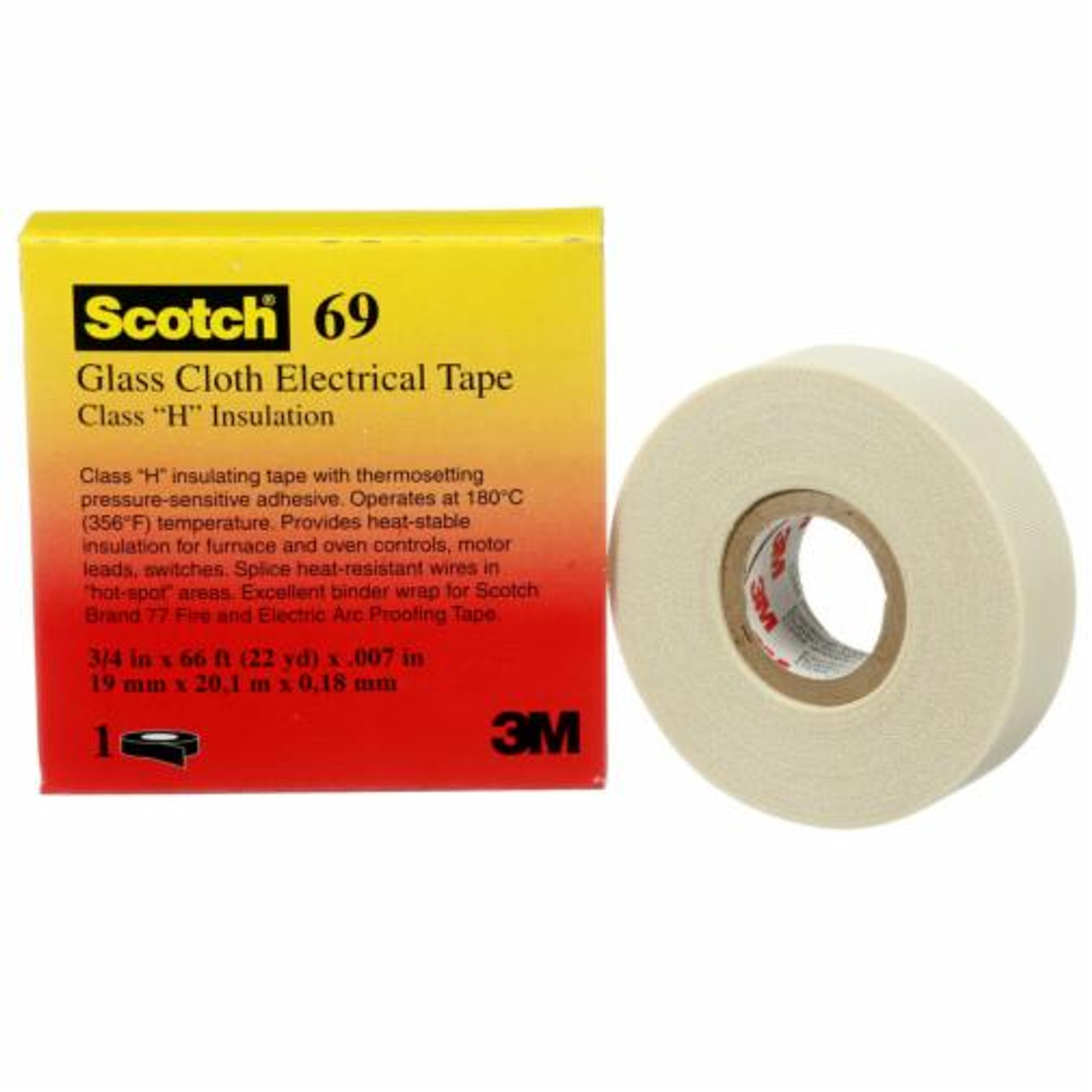 Ruban tissu verre ScotchMD 19 mm 20 m 7 mils Blanc