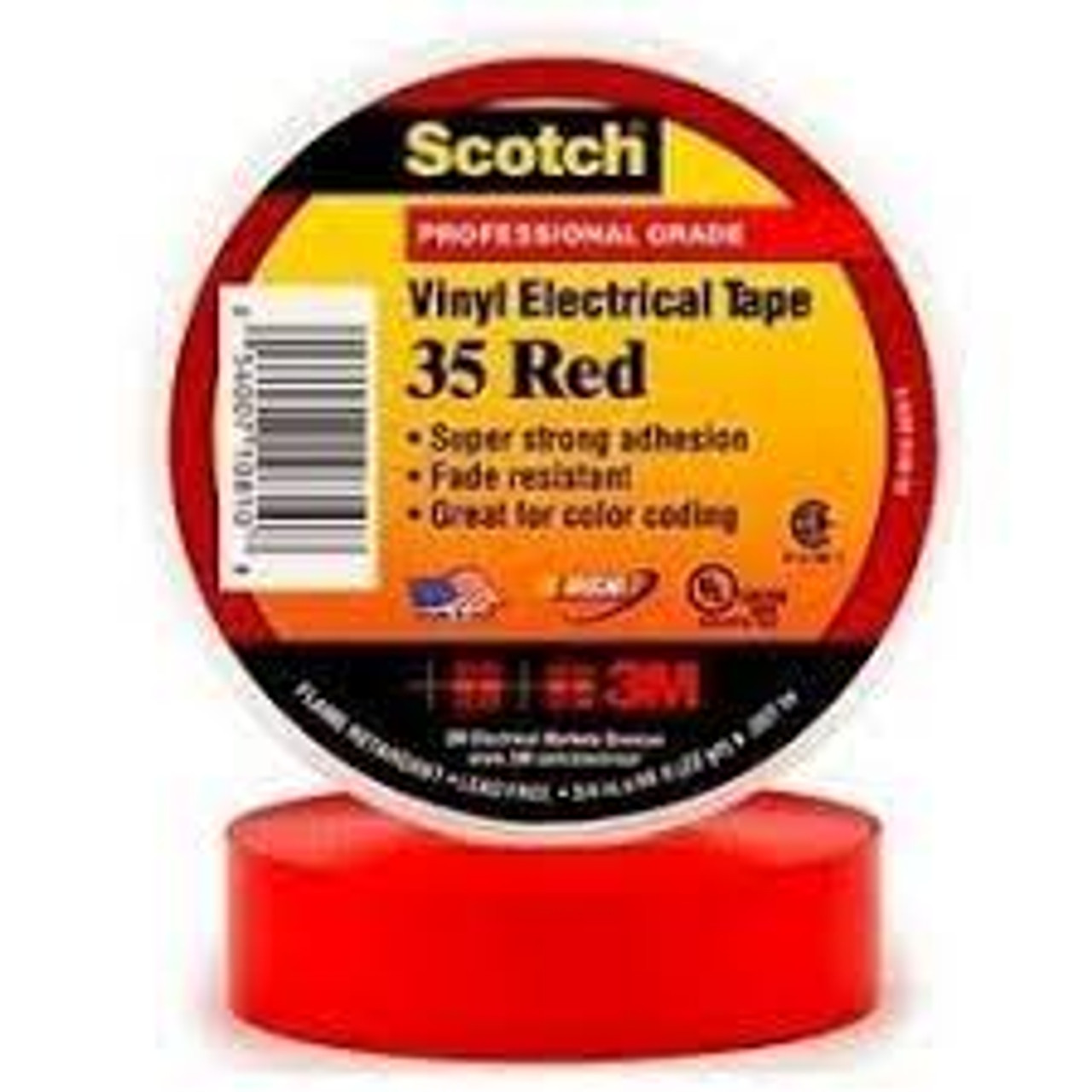 Rubans vinyle codage couleurs 35 ScotchMD, 12,7 mm x 6,1 m, Rouge, 7 mils