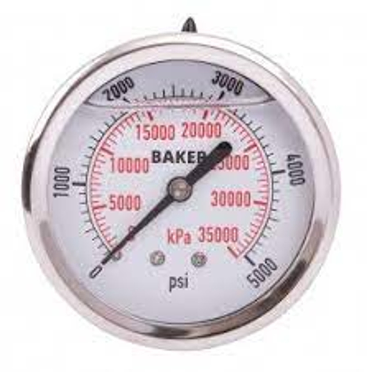 Manomètre 2-1/2" 0-5000 psi/0-35 000 kPa Fixation arrière Analogique rempli de liquide