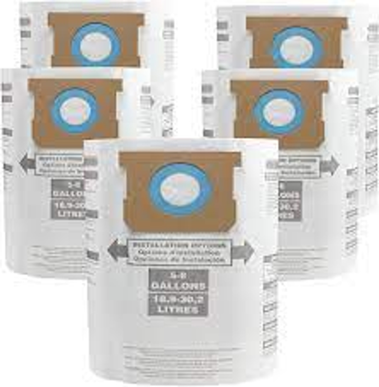 Sacs filtrants débris secs jetables type E 5-8 gal. US
