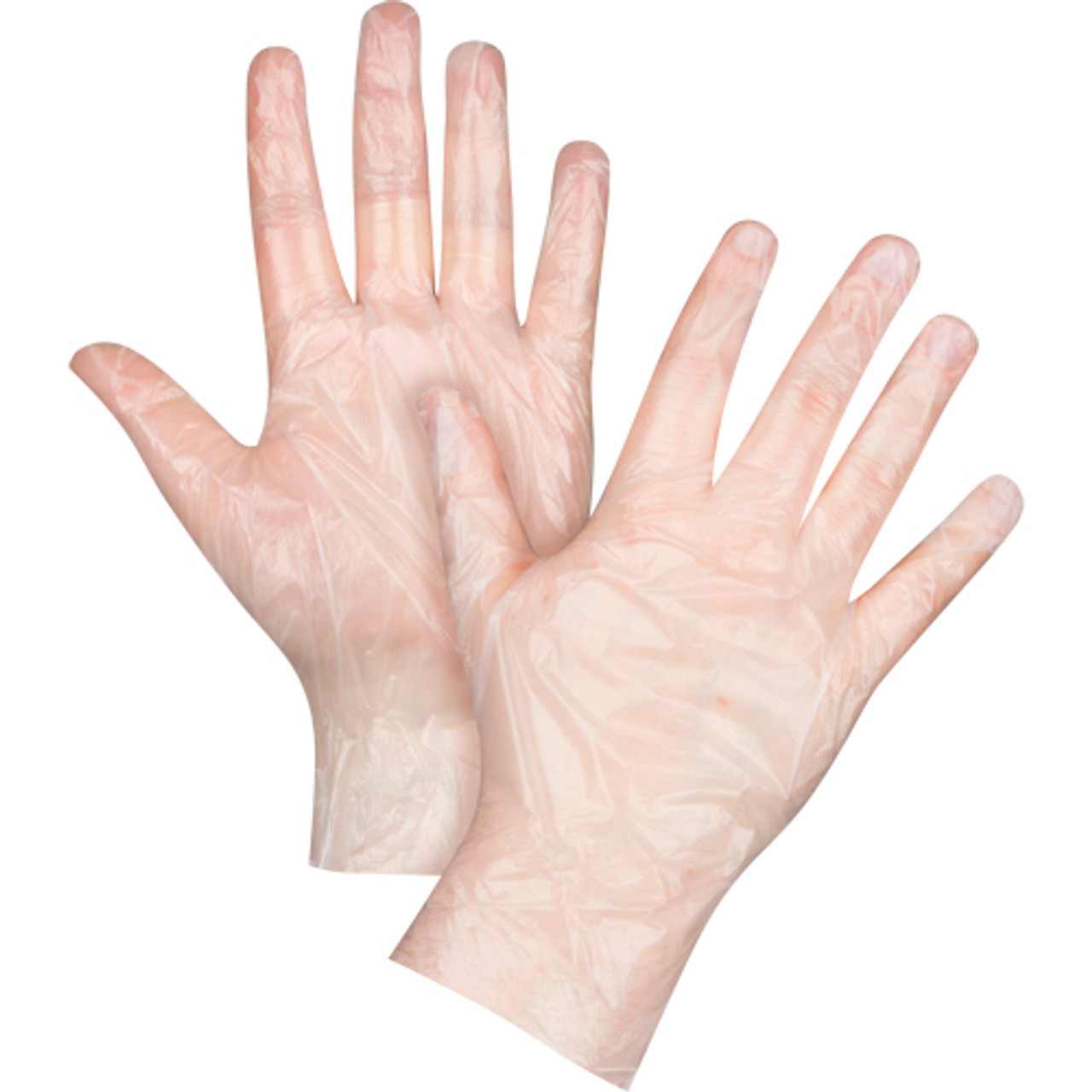 Gants jetables Grand Polyéthylène 1 mil Sans poudre Transparent