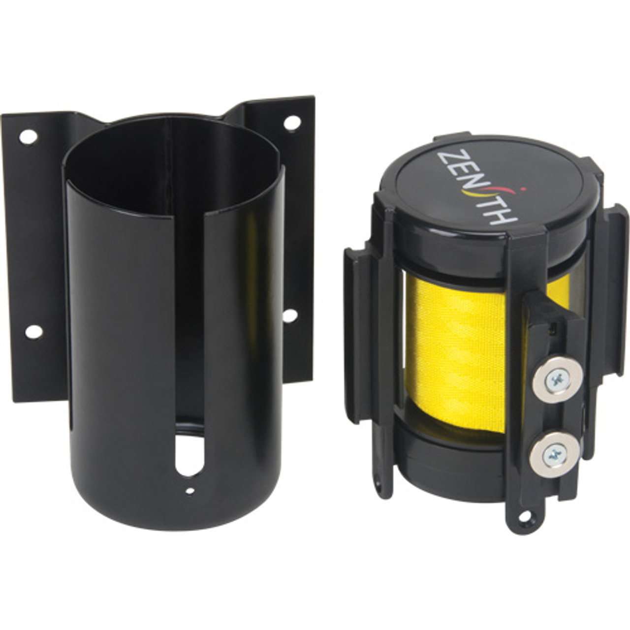 Barrière fixation murale ruban magnétique, Acier, Fixation vis, 7 pieds, Ruban Jaune