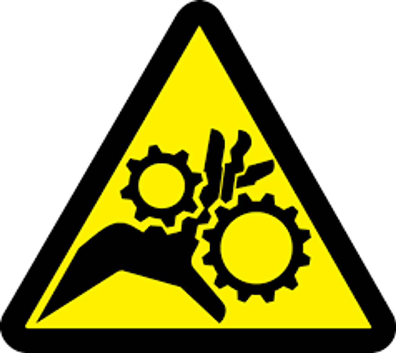 Étiquettes sécurité avertissement ISO engrenages entremêlement 2" x 2" Vinyle Pictogramme