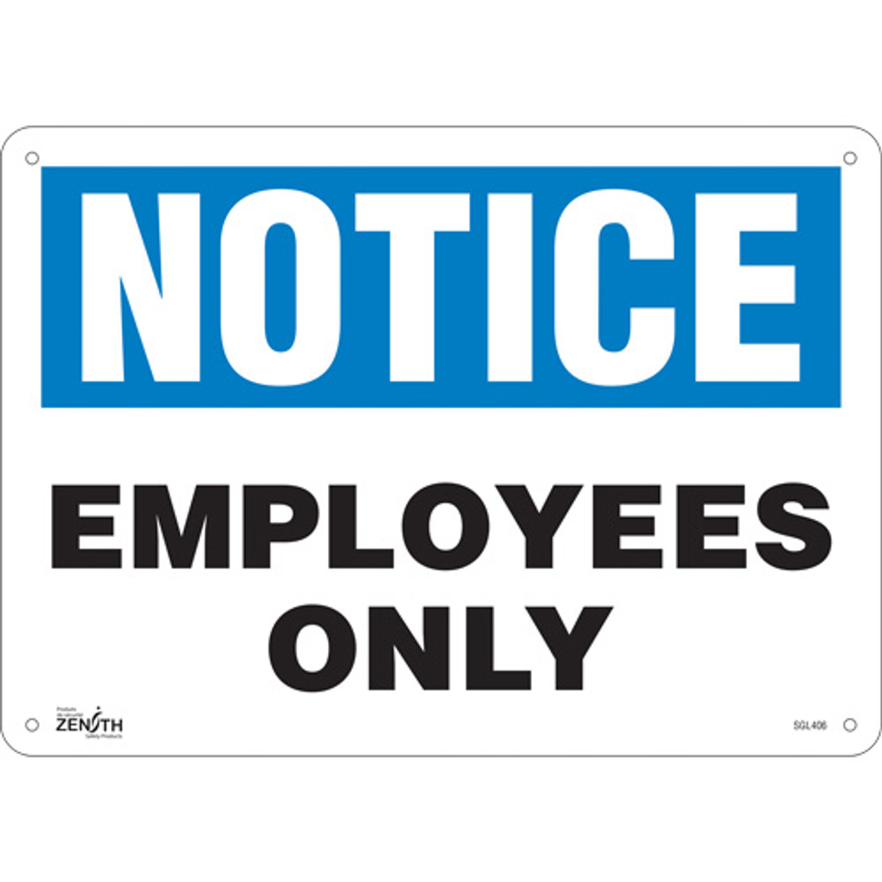 Employees Only Enseigne 10x14 Aluminium Anglais
