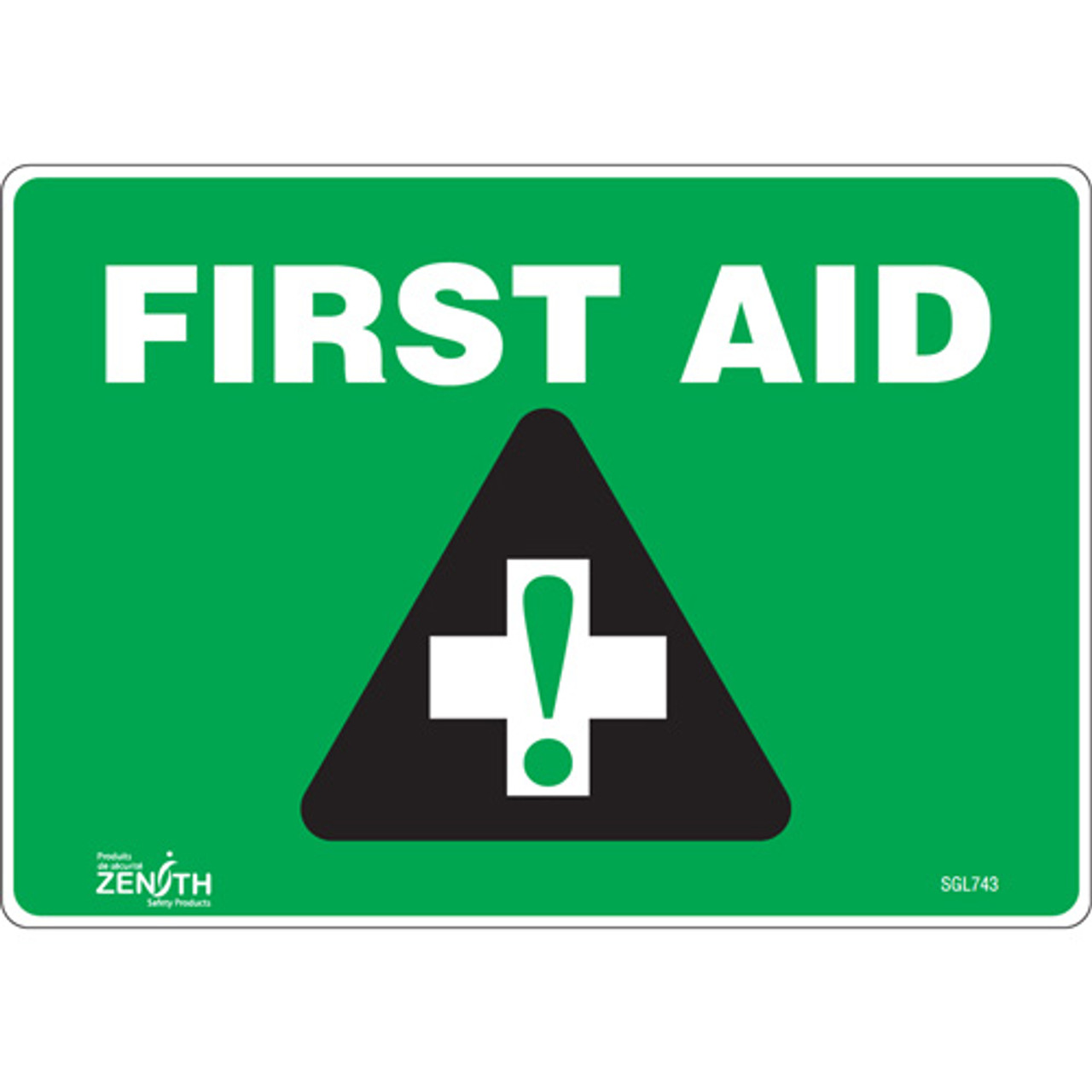 First Aid Sign, 7x10, Vinyl, English with Pictogram