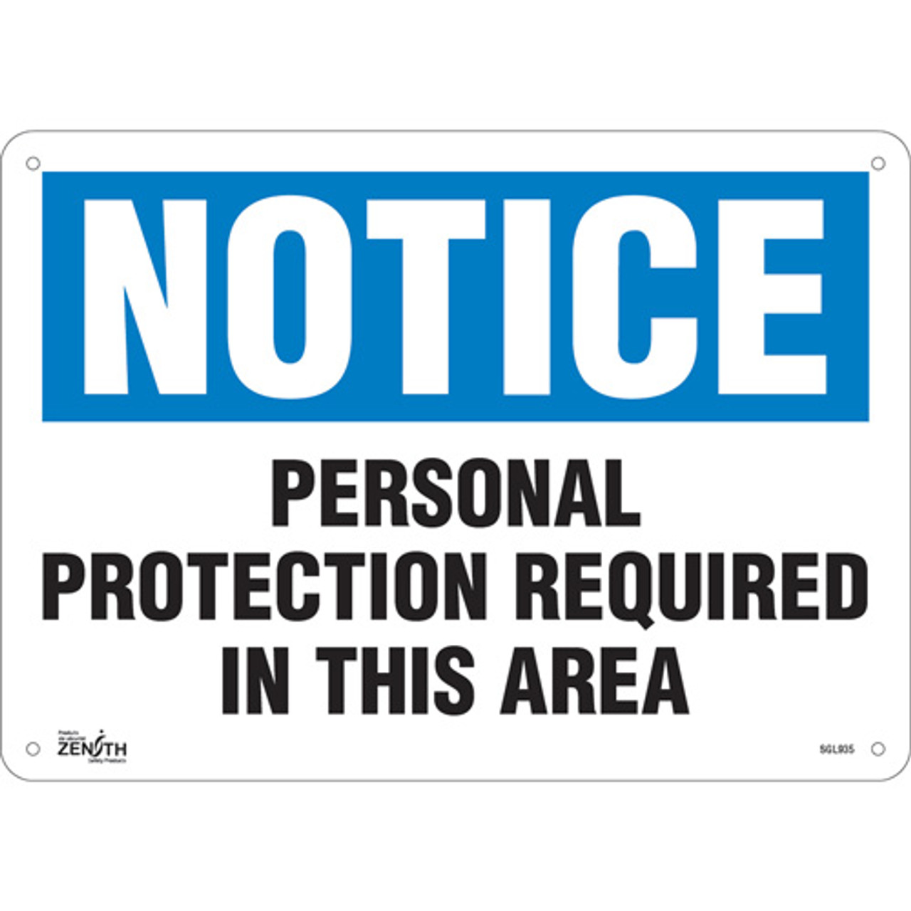 Enseigne "Protection Personnelle Obligatoire", 10" x 14", Plastique, Anglais